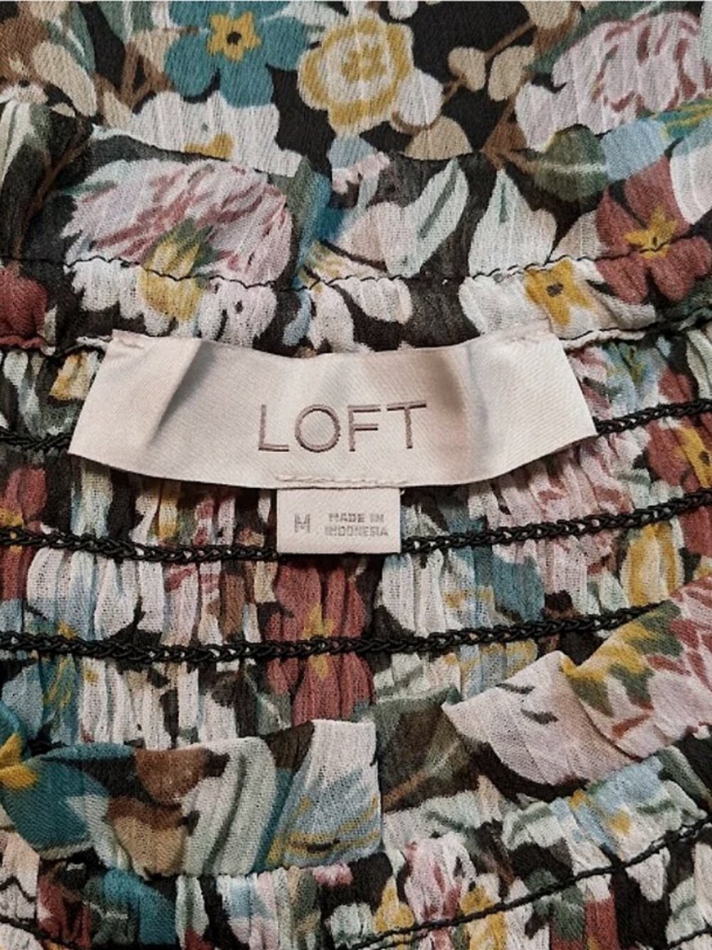 LOFT | Fall Floral Smocked Yoke Blouse Top - Picture 7 of 9